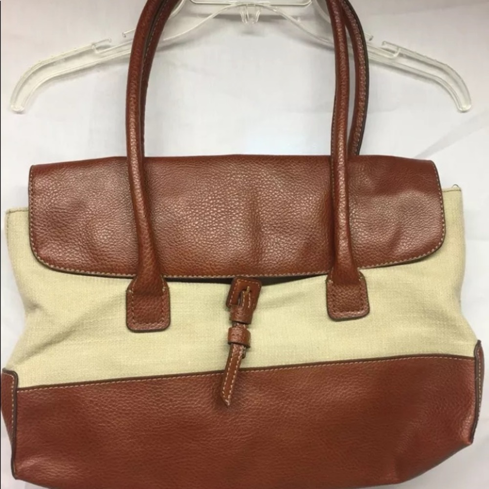 Liz Claiborne Cloth Flip Close Snap Saddle Bag